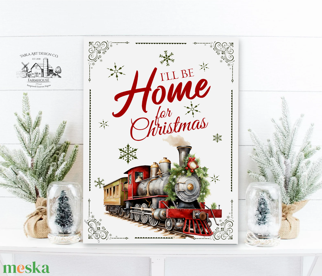 I'll be home for Christmas (vonat) - karácsonyi vászonkép különböző méretben - otthon & életmód - dekoráció - kép & falikép - táblakép - Meska.hu