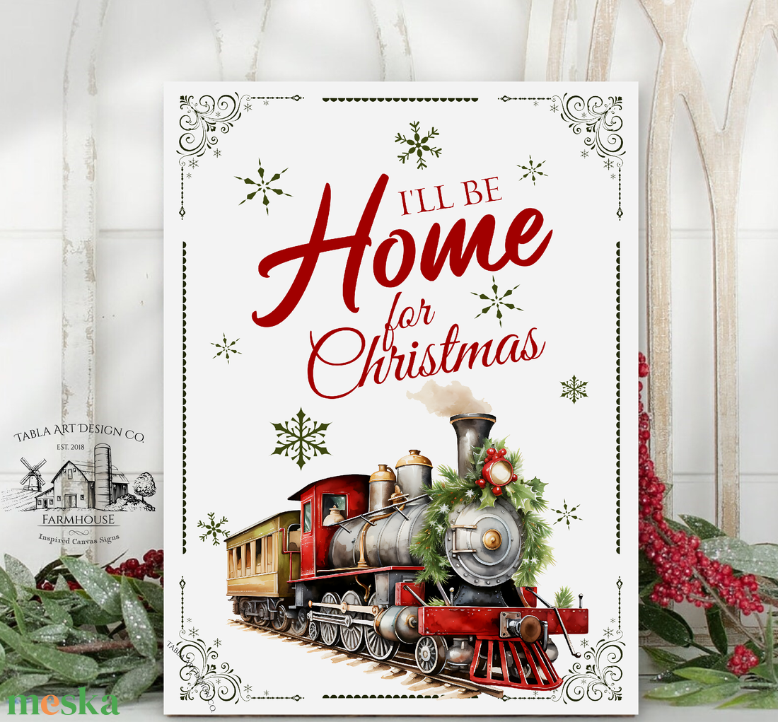 I'll be home for Christmas (vonat) - karácsonyi vászonkép különböző méretben - otthon & életmód - dekoráció - kép & falikép - táblakép - Meska.hu