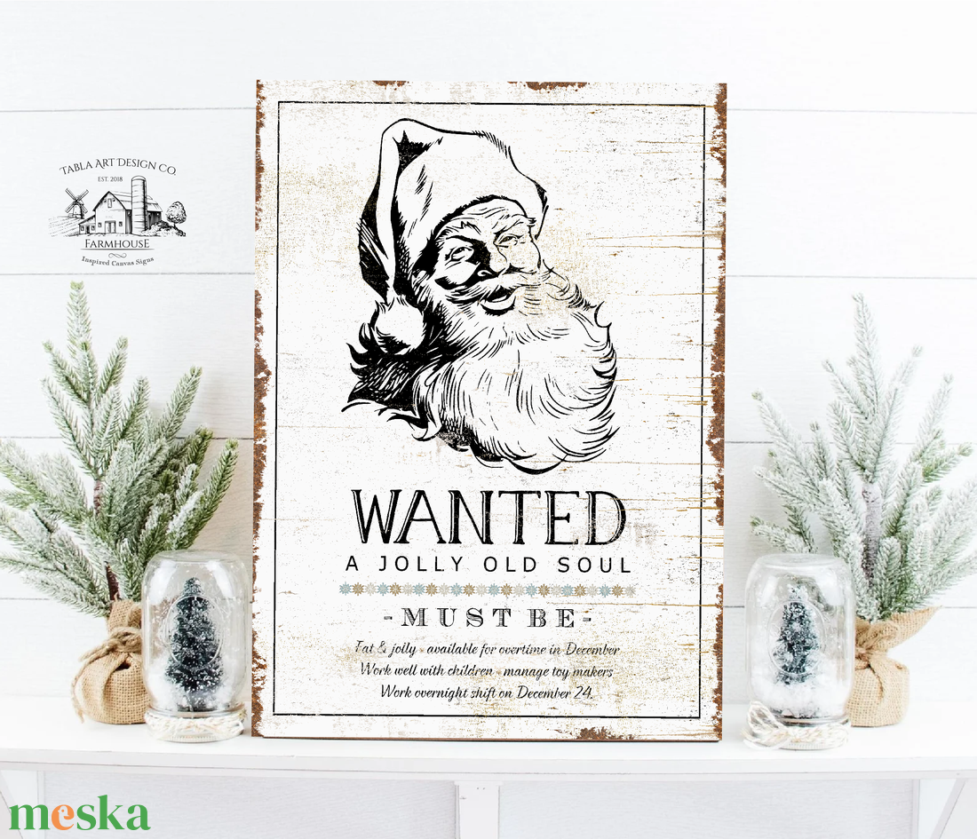 Wanted Santa (rozsdás hatás) - karácsonyi vászonkép különböző méretben - otthon & életmód - dekoráció - kép & falikép - táblakép - Meska.hu