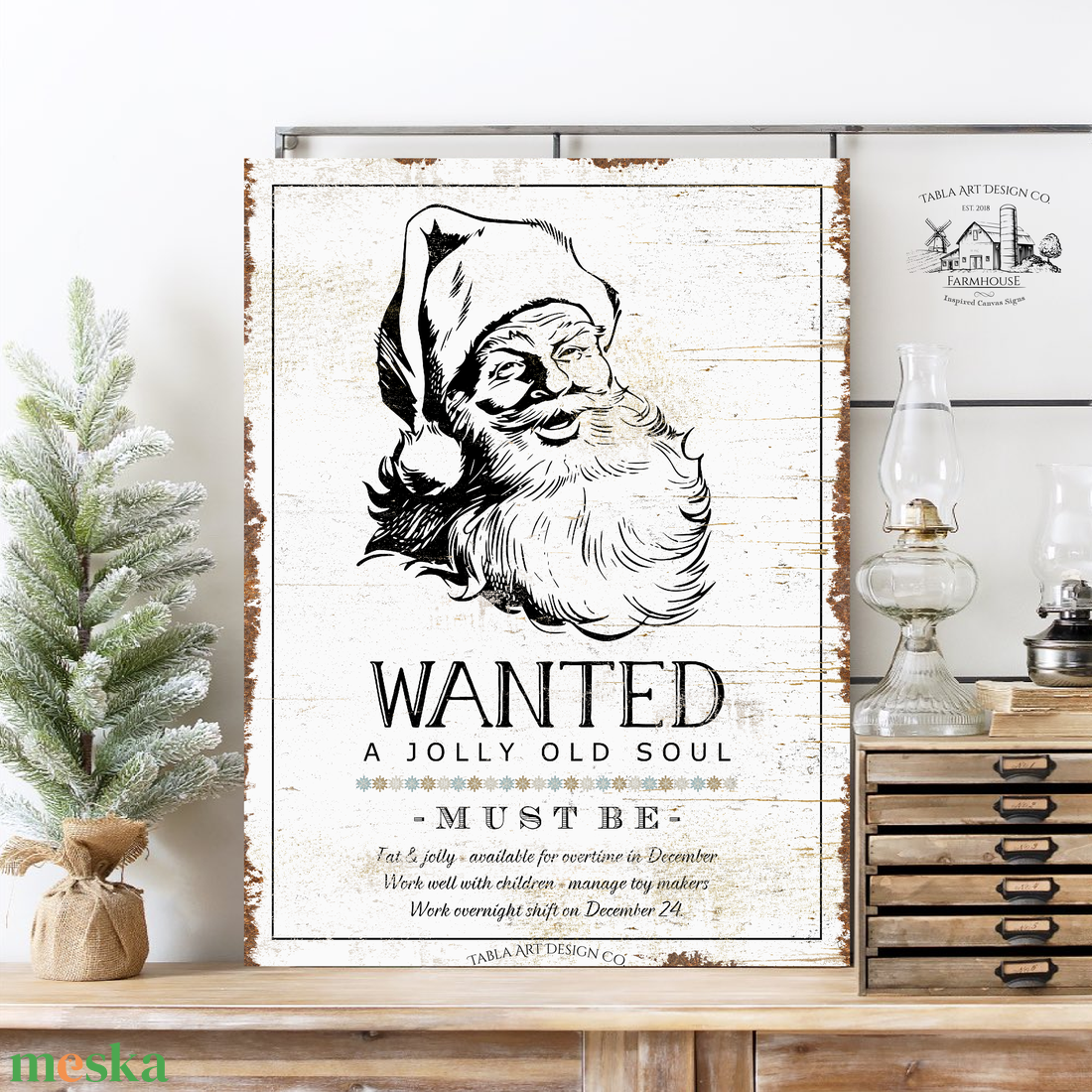 Wanted Santa (rozsdás hatás) - karácsonyi vászonkép különböző méretben - otthon & életmód - dekoráció - kép & falikép - táblakép - Meska.hu