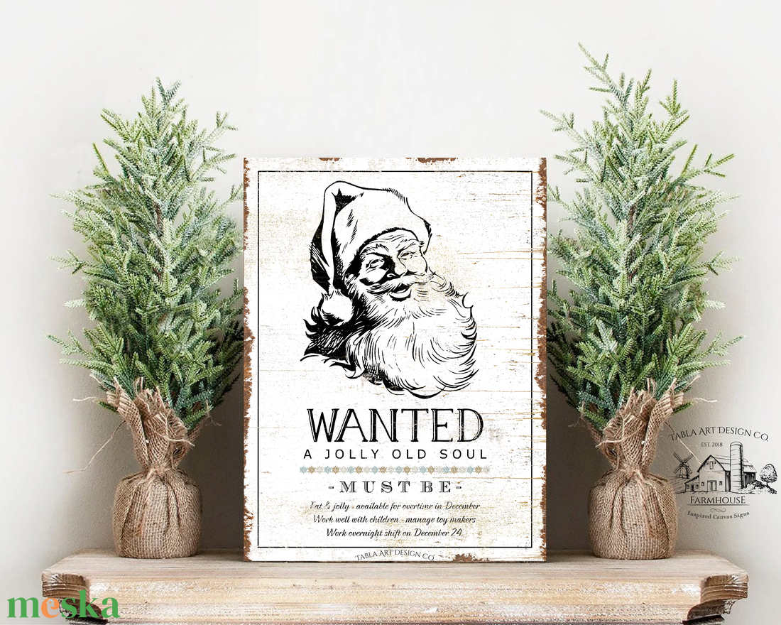 Wanted Santa (rozsdás hatás) - karácsonyi vászonkép különböző méretben - otthon & életmód - dekoráció - kép & falikép - táblakép - Meska.hu