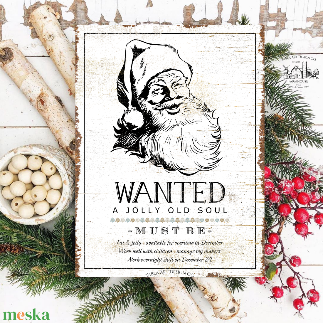 Wanted Santa (rozsdás hatás) - karácsonyi vászonkép különböző méretben - otthon & életmód - dekoráció - kép & falikép - táblakép - Meska.hu