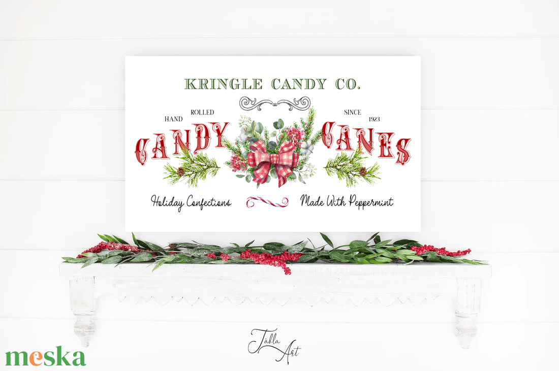 Kringle Candy Co. 60x30 cm karácsonyi fa tábla  - otthon & életmód - dekoráció - kép & falikép - táblakép - Meska.hu