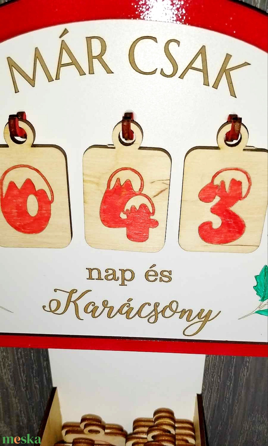 Vintage karácsonyi visszaszámláló fából  - karácsony - adventi díszek - adventi naptár - Meska.hu