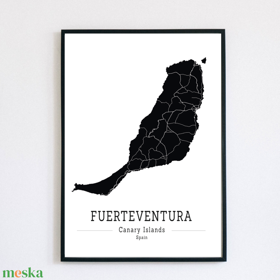 FUERTEVENTURA (Kanári-szigetek) színes minimalista dekorációs térkép - otthon & lakás - dekoráció - kép & falikép - poszter - Meska.hu