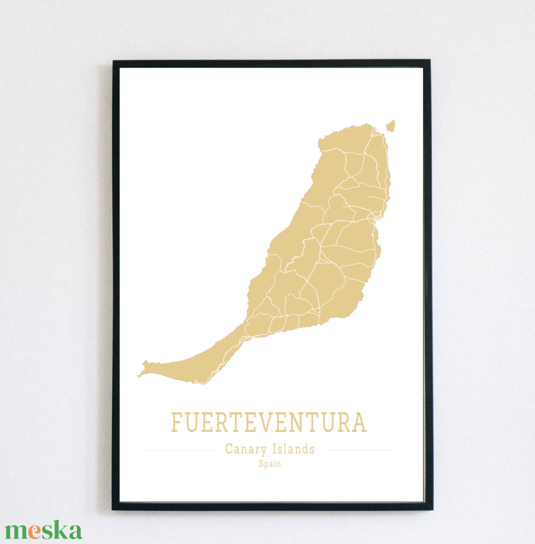 FUERTEVENTURA (Kanári-szigetek) színes minimalista dekorációs térkép - otthon & lakás - dekoráció - kép & falikép - poszter - Meska.hu