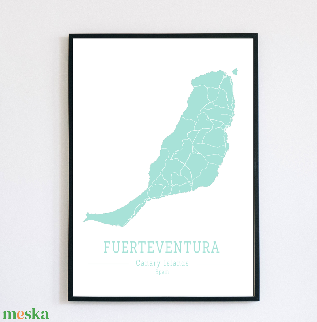 FUERTEVENTURA (Kanári-szigetek) színes minimalista dekorációs térkép - otthon & lakás - dekoráció - kép & falikép - poszter - Meska.hu