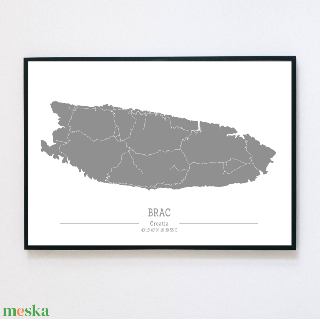 BRAC (Horvátország) színes minimalista dekorációs térkép - otthon & lakás - dekoráció - kép & falikép - poszter - Meska.hu