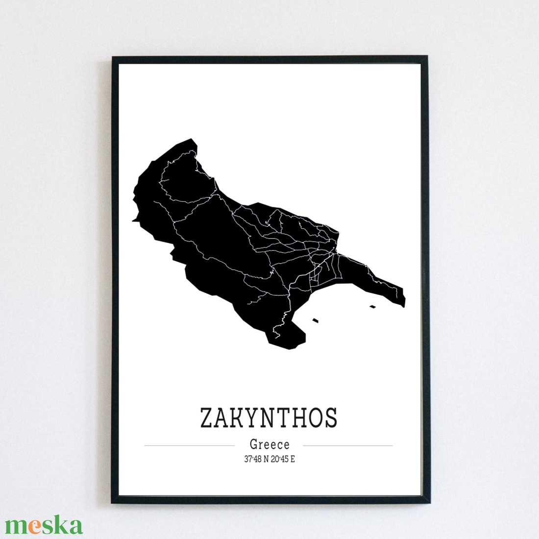 ZAKYNTHOS (Görögország) színes minimalista dekorációs térkép - otthon & lakás - dekoráció - kép & falikép - poszter - Meska.hu