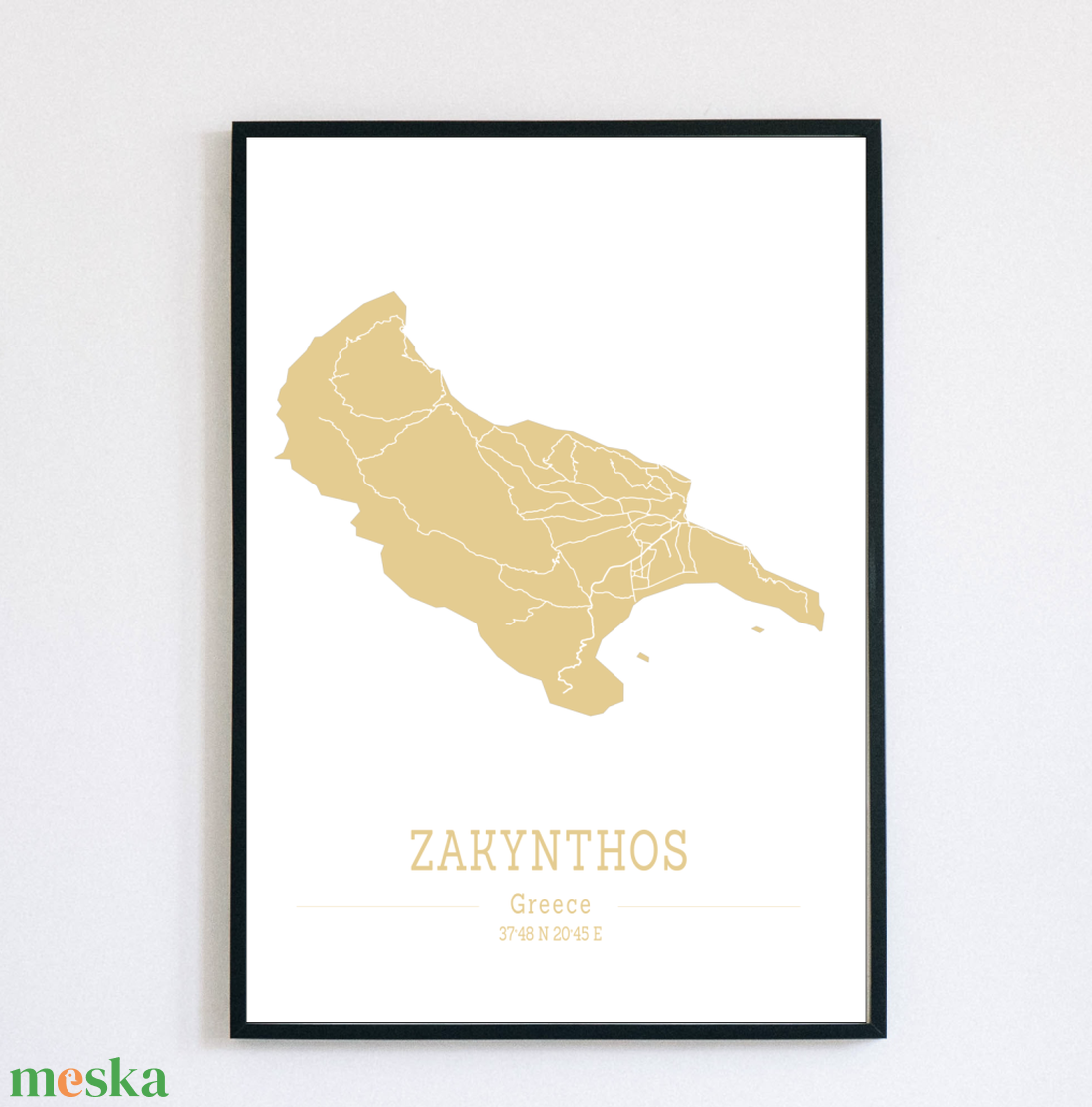 ZAKYNTHOS (Görögország) színes minimalista dekorációs térkép - otthon & lakás - dekoráció - kép & falikép - poszter - Meska.hu