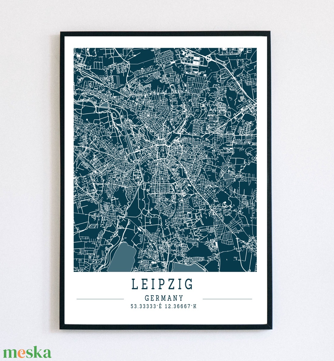 Minimalista Lipcse (Leipzig) színes dekorációs térkép  - otthon & életmód - dekoráció - kép & falikép - plakát - Meska.hu