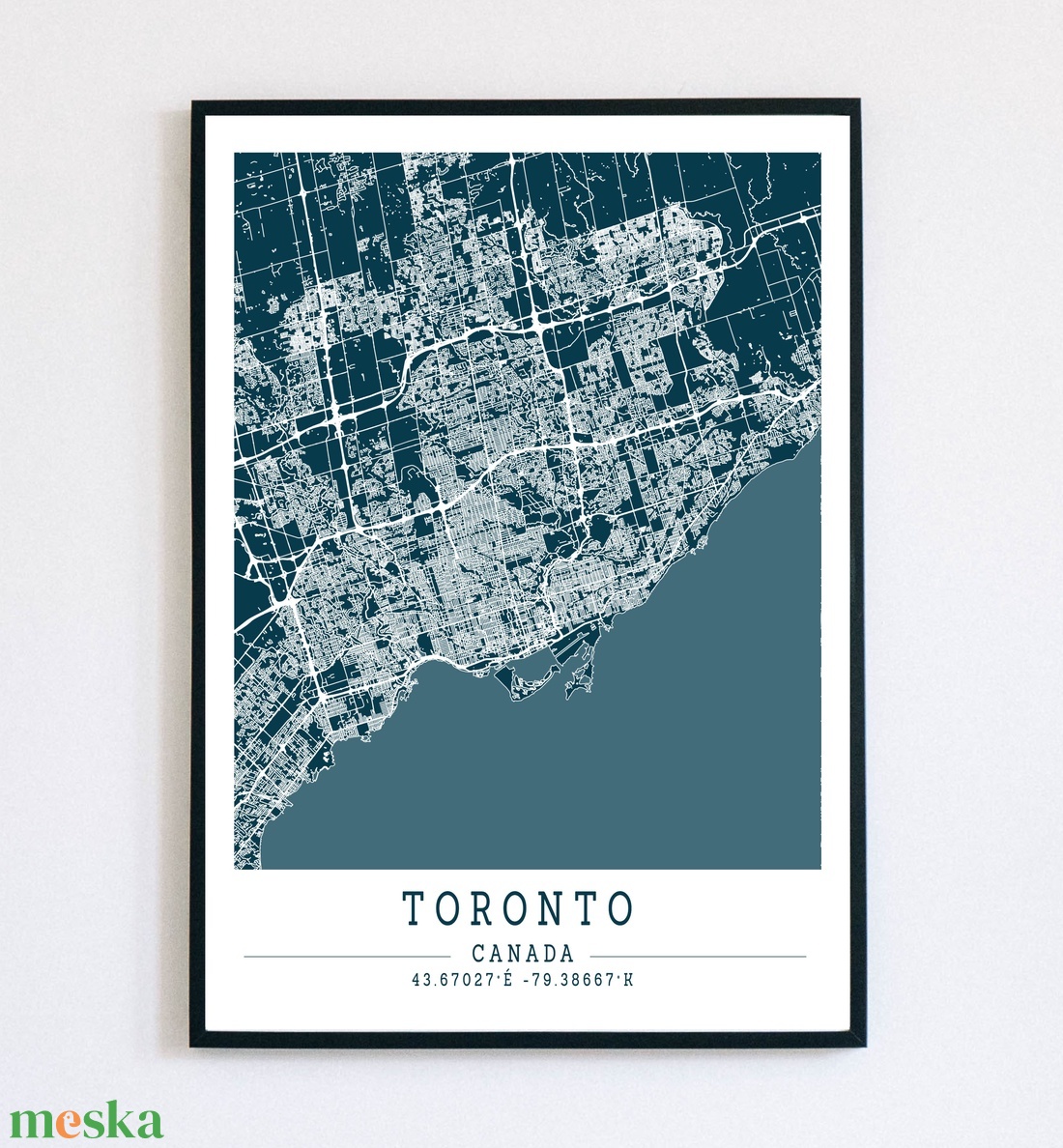 Minimalista Toronto (Kanada) színes dekorációs térkép  - otthon & lakás - dekoráció - kép & falikép - plakát - Meska.hu