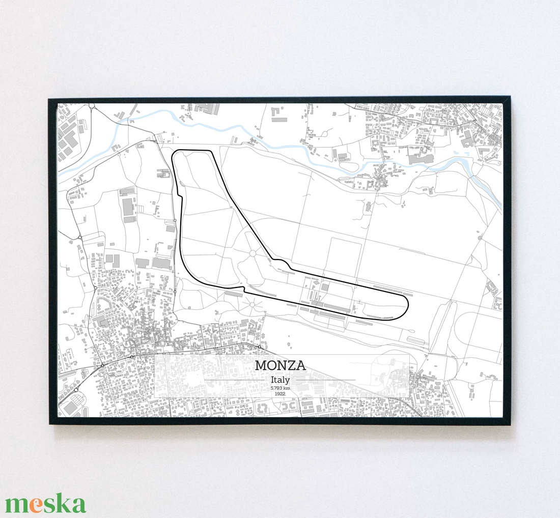 Minimalista Monza térkép - otthon & lakás - dekoráció - kép & falikép - plakát - Meska.hu