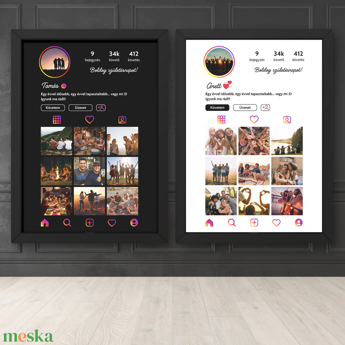 Instagram kép 2. / Születésnap, évforduló, esküvő, ajándék / Fali dekoráció, falikép, kollázs / digitális,nyomat / A4,A3 - otthon & életmód - dekoráció - kép & falikép - poszter - Meska.hu