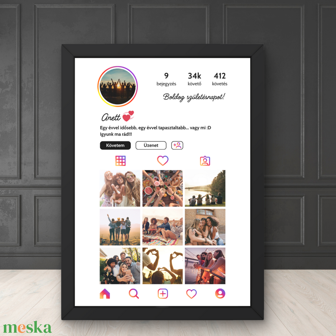 Instagram kép 2. / Születésnap, évforduló, esküvő, ajándék / Fali dekoráció, falikép, kollázs / digitális,nyomat / A4,A3 - otthon & életmód - dekoráció - kép & falikép - poszter - Meska.hu