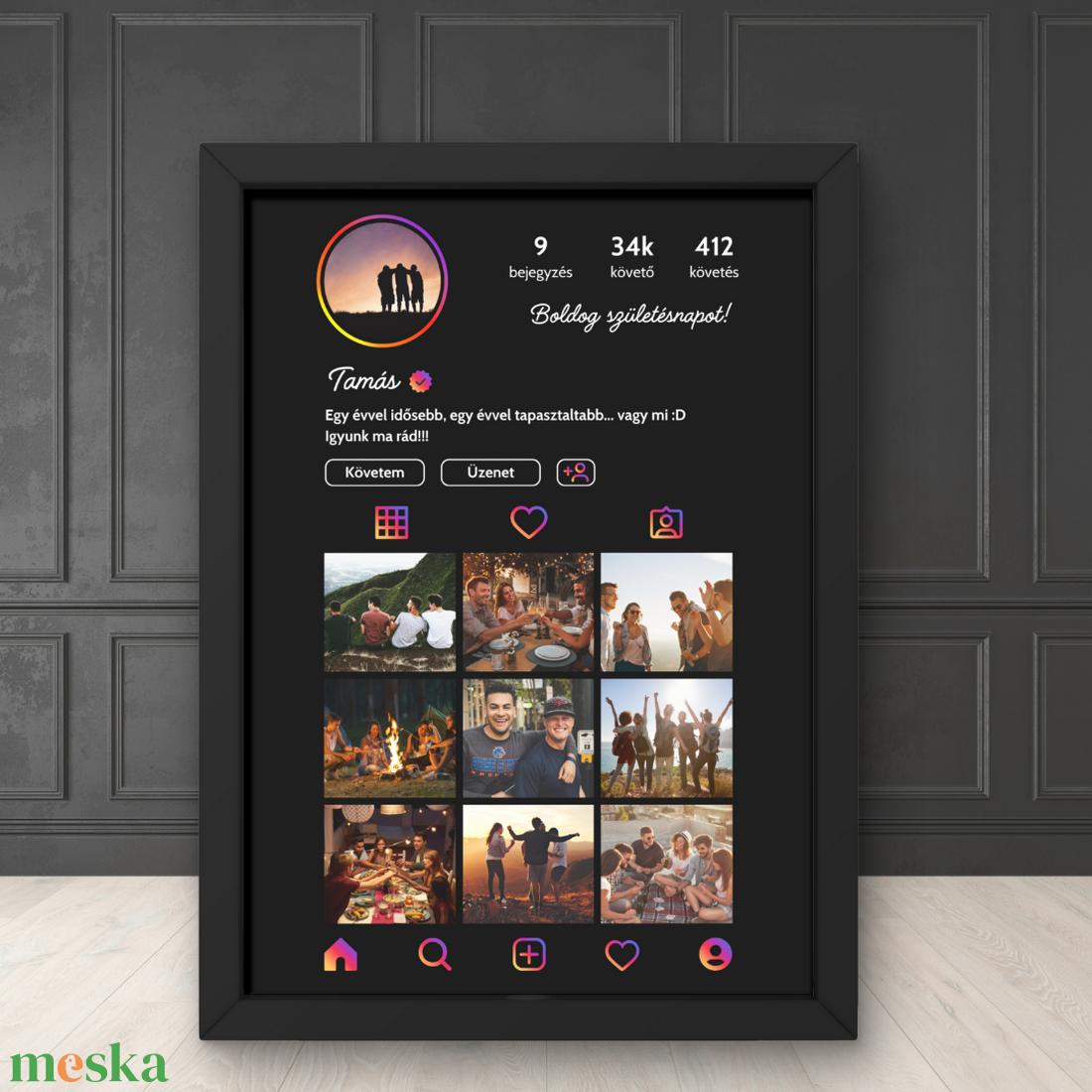 Instagram kép 2. / Születésnap, évforduló, esküvő, ajándék / Fali dekoráció, falikép, kollázs / digitális,nyomat / A4,A3 - otthon & életmód - dekoráció - kép & falikép - poszter - Meska.hu