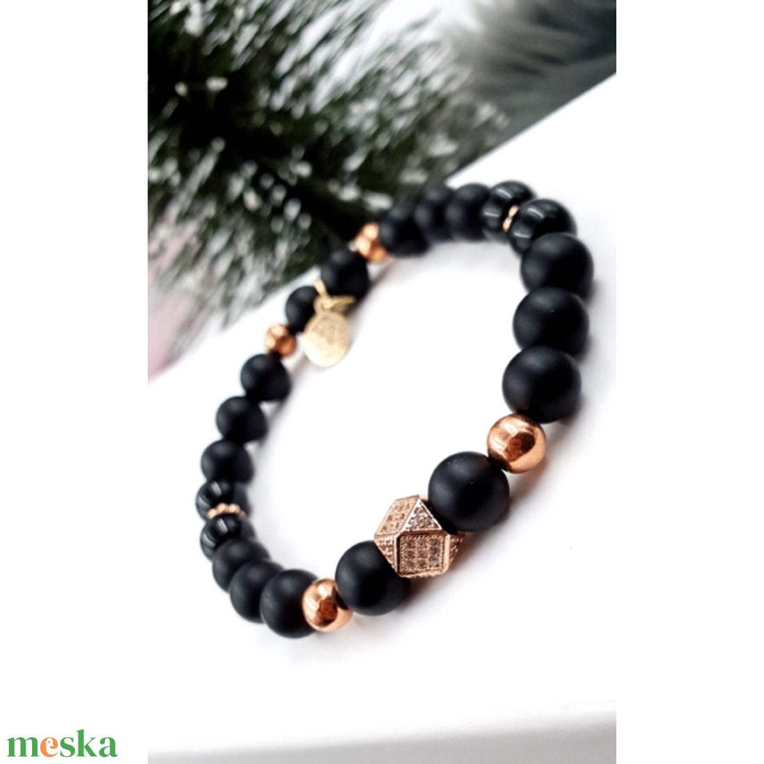 Álomszép cirkon  LUXURY ásványkarkötő rosegold (prémium) - ékszer - karkötő - gyöngyös karkötő - Meska.hu