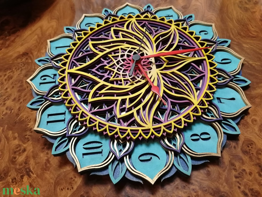 Lótusz mintás 3D mandala óra - otthon & életmód - dekoráció - spiritualitás - mandala - Meska.hu