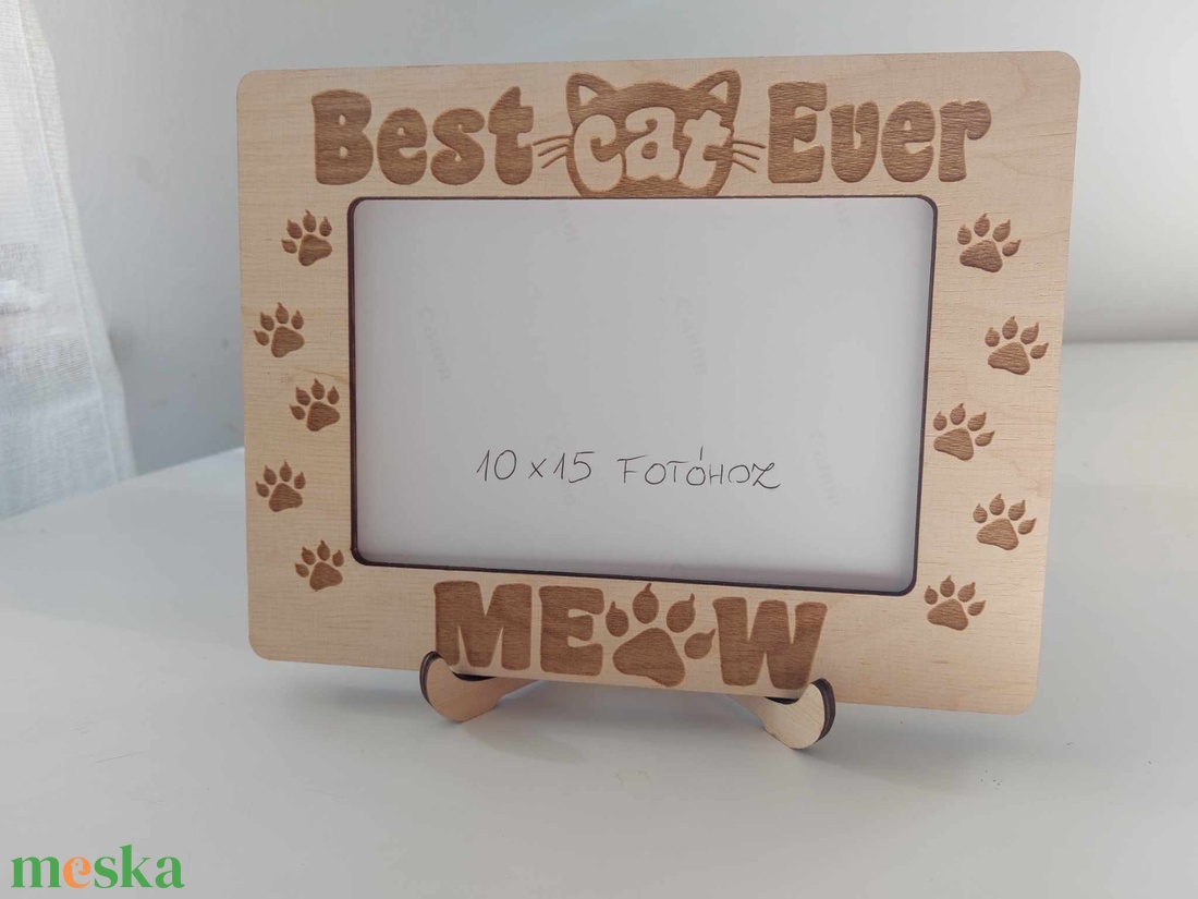 TotiWood cicás képkeret best cat ever álló, 10x15 képhez - otthon & életmód - dekoráció - kép & falikép - képkeret - Meska.hu