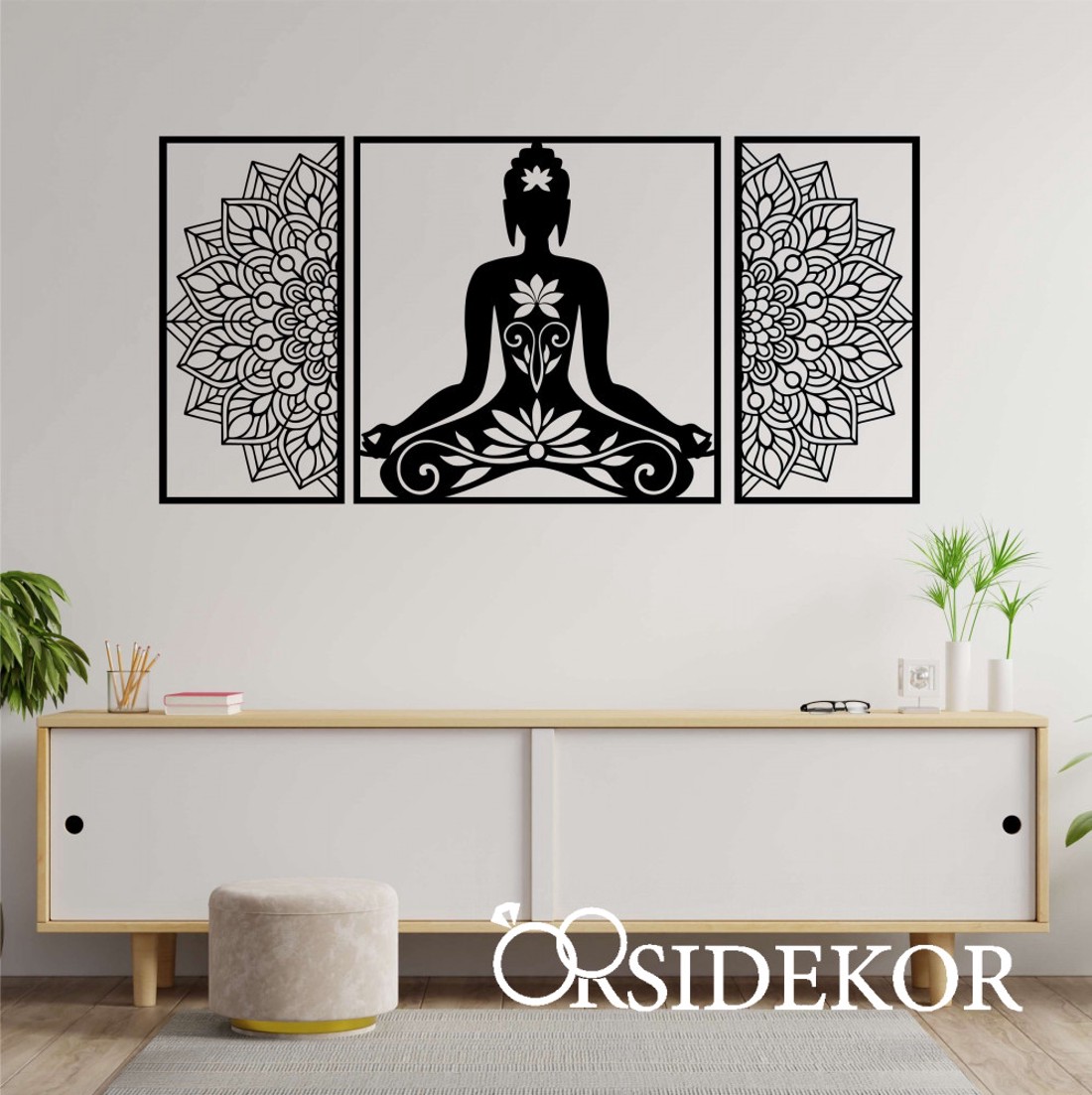 3 részes Buddha Mandala falikép fából - otthon & életmód - dekoráció - spiritualitás - mandala - Meska.hu