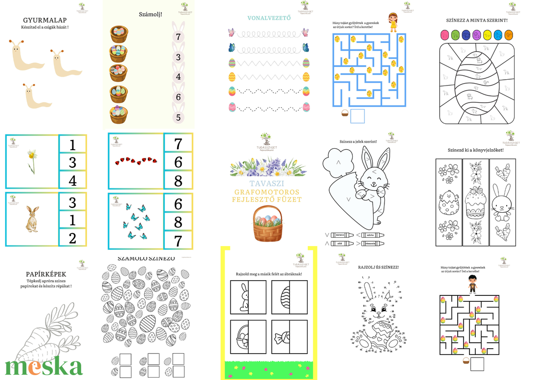 Tavaszi grafomotoros fejlesztő füzet - játék & sport - készségfejlesztő és logikai játék - oktató játékok - Meska.hu