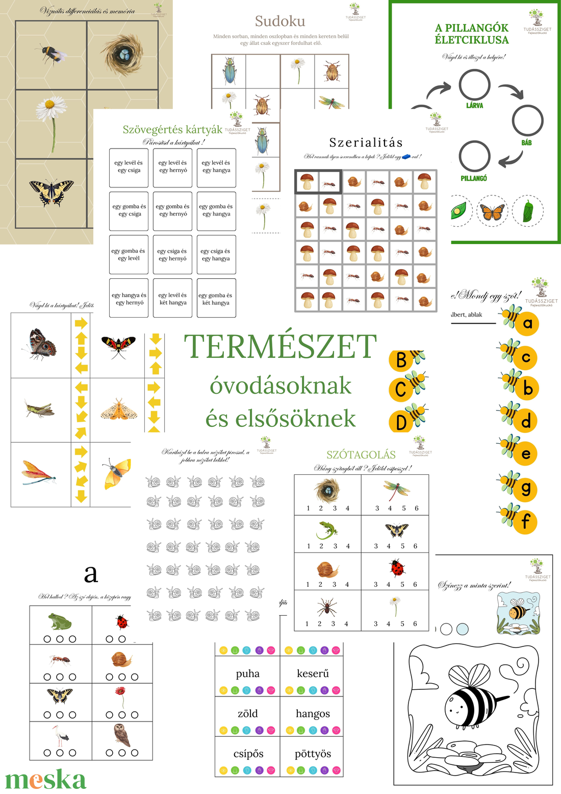 Természet óvodásoknak és elsősöknek - játék & sport - készségfejlesztő és logikai játék - oktató játékok - Meska.hu