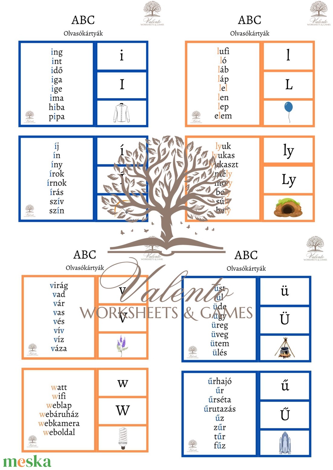 Abc olvasókártyák - játék & sport - készségfejlesztő és logikai játék - oktató játékok - Meska.hu