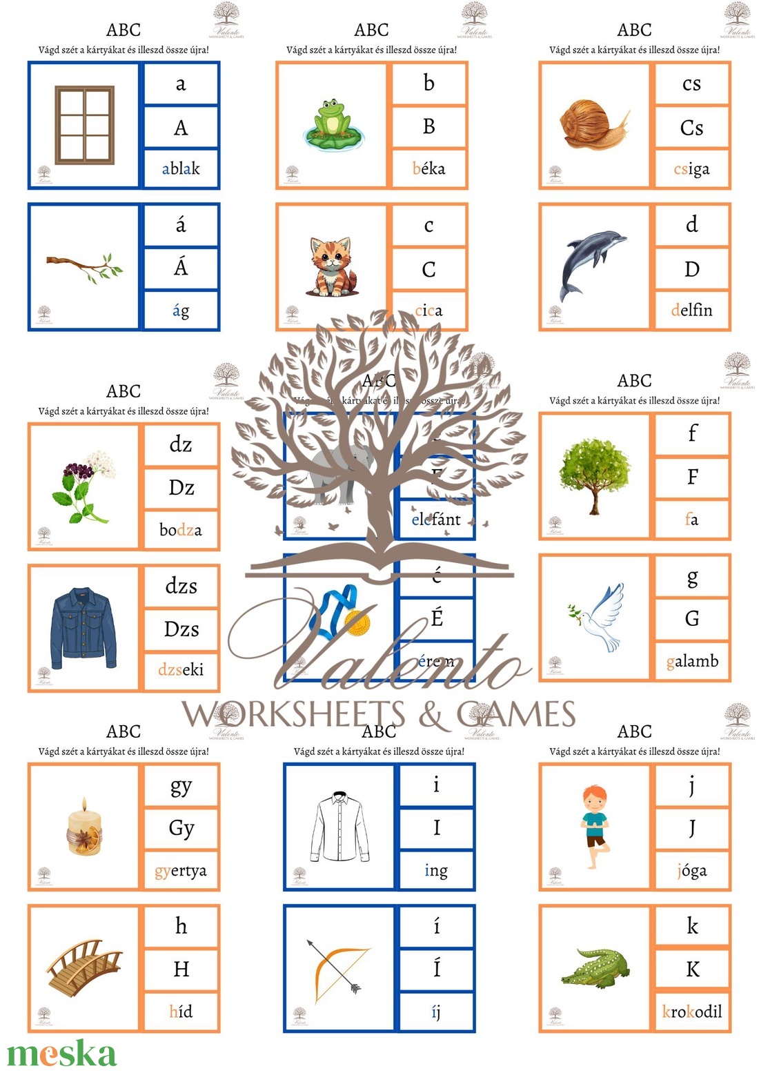 Abc kártyák - játék & sport - készségfejlesztő és logikai játék - oktató játékok - Meska.hu
