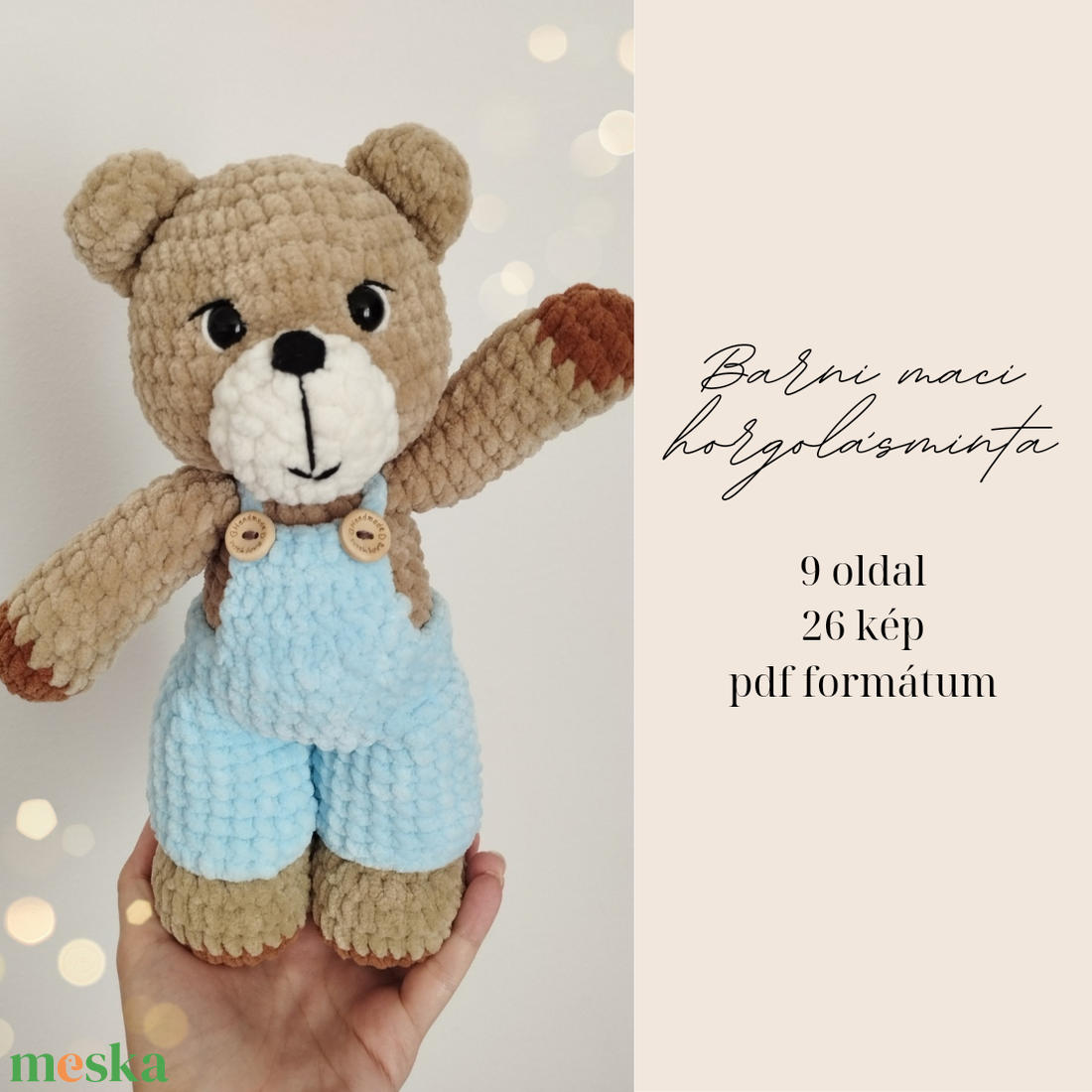 Barni plüss maci horgolásminta amigurumi - diy (csináld magad) - szabásminta, útmutató - horgolási minta - Meska.hu