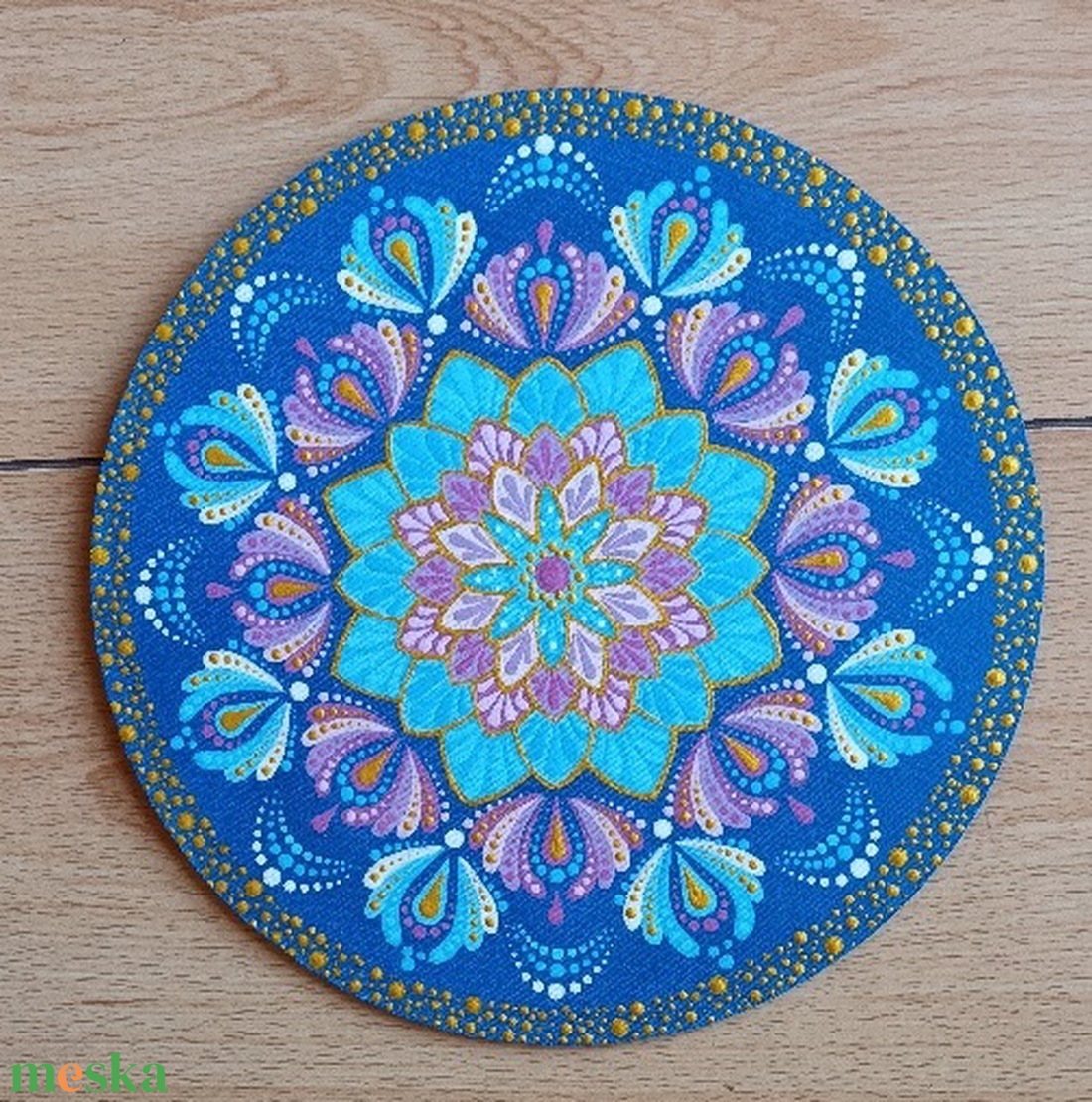 Egyedi mandala, kék, lila, arany, rózsaínszínekkel  - otthon & életmód - dekoráció - spiritualitás - mandala - Meska.hu