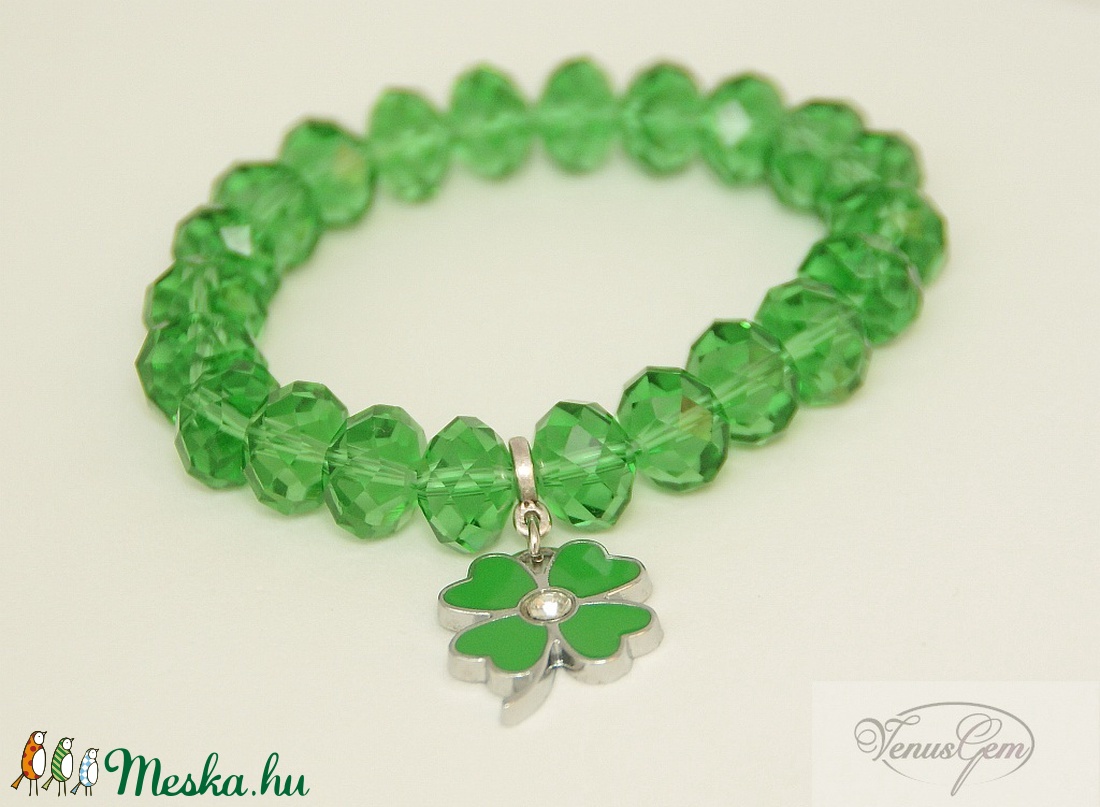 Zöld szerencse karkötő / Green Fortune bracelet - ékszer - karkötő - gyöngyös karkötő - Meska.hu