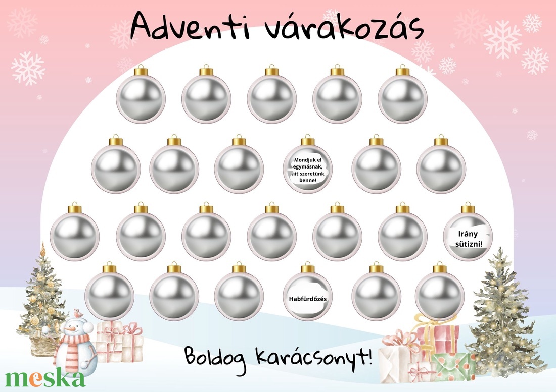 Adventi élmény naptár, kaparós felülettel - gyerekeknek, családoknak - karácsony - adventi díszek - adventi naptár - Meska.hu