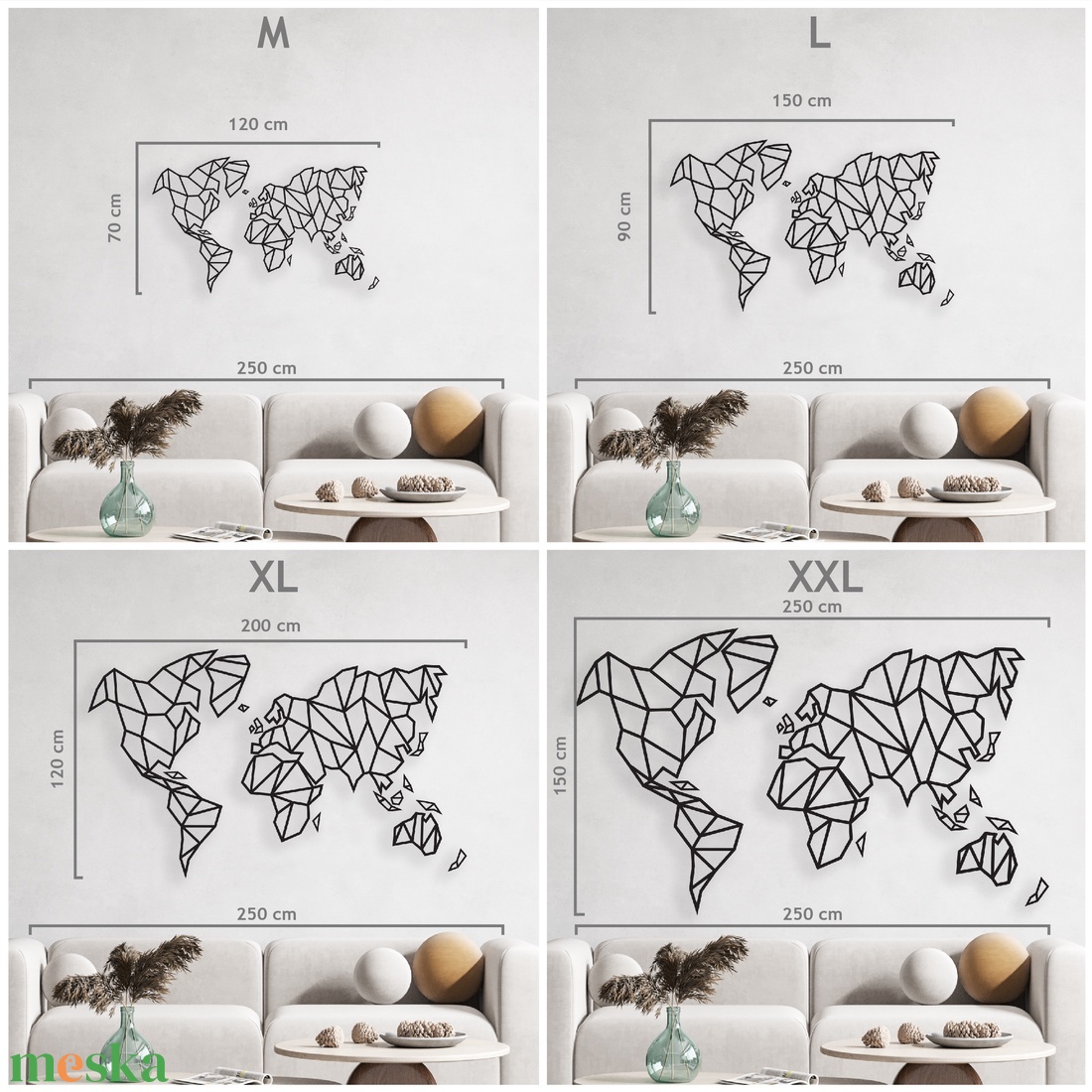 Geometrikus világtérkép utazóknak, modern nappali dekoráció fából,  - otthon & életmód - dekoráció - fali és függő dekoráció - térkép - Meska.hu