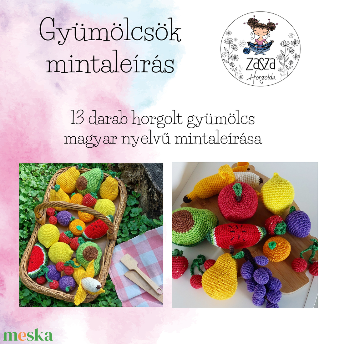 MINTALEÍRÁS-gyümölcsök - diy (csináld magad) - szabásminta, útmutató - horgolási minta - Meska.hu