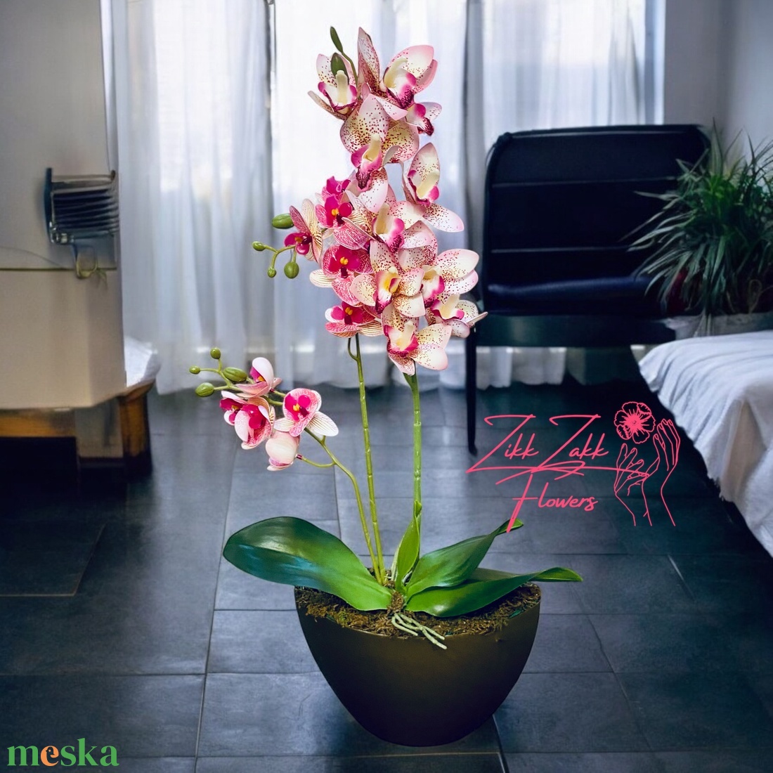 Rózsaszín Orchidea Kompozíció - Elegáns Virágzás - otthon & életmód - dekoráció - virágdísz és tartó - csokor & virágdísz - Meska.hu