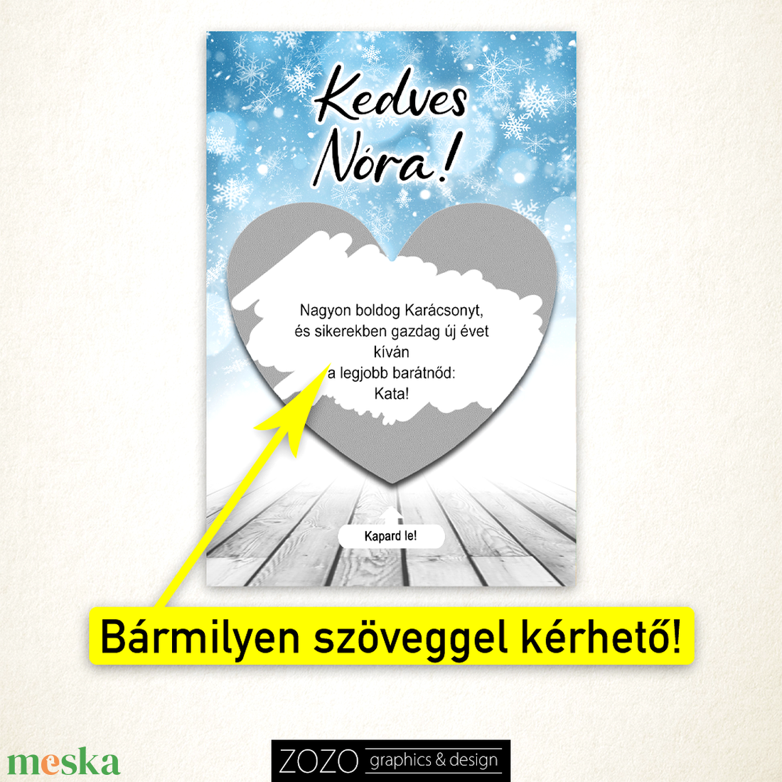 Kaparós karácsonyi sorsjegy bármilyen szöveggel - bejelentő apa nagymama nagypapa leszel tanú koszorúslány felkérő - otthon & lakás - papír írószer - képeslap & levélpapír - Meska.hu