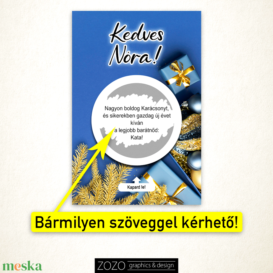 Kaparós karácsonyi sorsjegy bármilyen szöveggel - bejelentő apa nagymama nagypapa leszel tanú koszorúslány felkérő - otthon & lakás - papír írószer - képeslap & levélpapír - Meska.hu