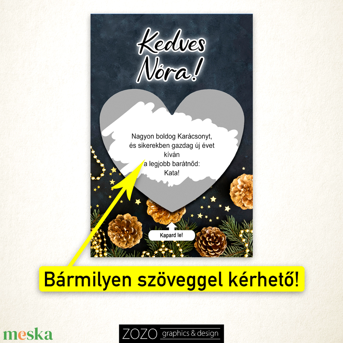 Kaparós karácsonyi sorsjegy bármilyen szöveggel - bejelentő apa nagymama nagypapa leszel tanú koszorúslány felkérő - otthon & lakás - papír írószer - képeslap & levélpapír - Meska.hu