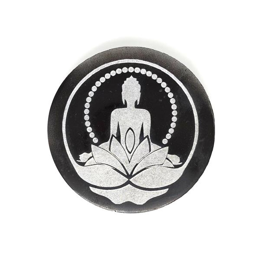 Szelenit korong Buddha fekete 14cm - kellékek & szerszámok - ásvány alapanyag - szelenit korong - Meska.hu