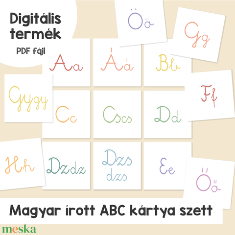 Magyar írott ABC kártya szett (nyomtatható)- Meska.hu