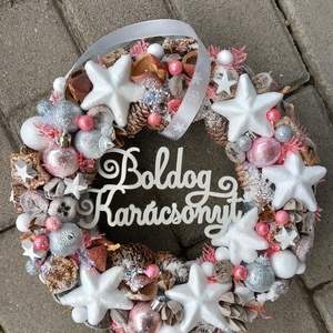 BOLDOG KARÁCSONY rácsonyi- adventi ünnepi kopogtató, ajtódísz, DIY (Csináld magad), Szabásminta, útmutató, Virágkötés, Mindenmás, MESKA