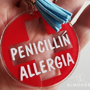 Penicillin allergia jelölő - kulcstartó, Táska & Tok, Kulcstartó & Táskadísz, Táskaakasztó, Mindenmás, MESKA