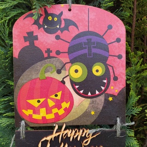 halloweeni ajtódísz- óriás pók, Otthon & Lakás, Dekoráció, Halloween, Halloweeni ajtódíszek és ablakdíszek, Decoupage, transzfer és szalvétatechnika, MESKA