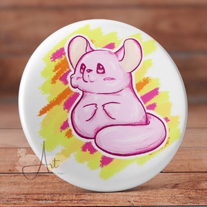 Pasztell csincsilla kitűző - mágnes - cuki kitűző - rózsaszín csincsilla - neon színek - anime - mágnes - kawaii, Ékszer, Kitűző és Bross, Kitűző, Fotó, grafika, rajz, illusztráció, Mindenmás, MESKA