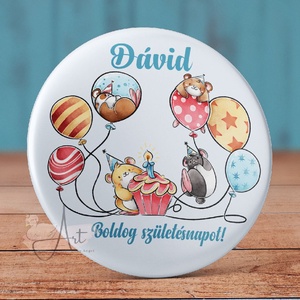 Boldog szülinapot hörcsög kitűző - névre szóló bross - neves aji - happy birthday - cuki ajándék - szülinap - hörcsögös, Ékszer, Kitűző és Bross, Kitűző, Fotó, grafika, rajz, illusztráció, Mindenmás, MESKA