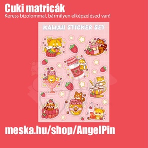 Kawaii állatos matrica szett - cuki matrica - étel matrica - aranyos matrica - róka - mosómedve - eper - mosómaci - fagy - Meska.hu