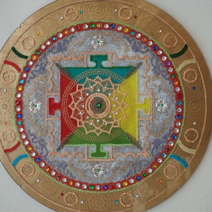 tibeti mandala, Otthon & Lakás, Dekoráció, Spiritualitás, Mandala, Festészet, Üvegművészet, MESKA