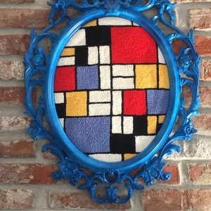 Falikép gyapjúval - Mondrian inspiráció, Művészet, Textilkép, Hímzés, Mindenmás, MESKA