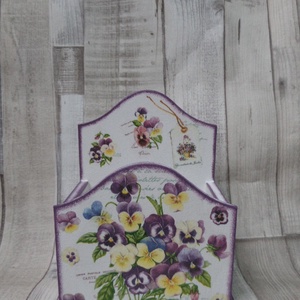 Asztali ceruzatartó,sminkecsettartó árvácska vagy orchidea mintával, Szépségápolás, Arcápolás, Smink kellék, Decoupage, transzfer és szalvétatechnika, MESKA