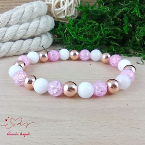 Napsütötte ragyogás pink hegyikristály rosegold hematit jade ásvány karkötő, Ékszer, Karkötő, Gyöngyös karkötő, Ékszerkészítés, Gyöngyfűzés, gyöngyhímzés, MESKA